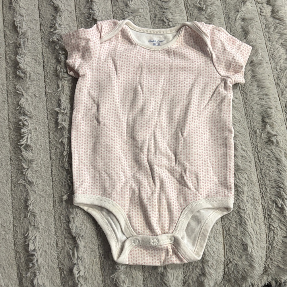 Ralph Lauren Light Pink Patterned Baby Bodysuit